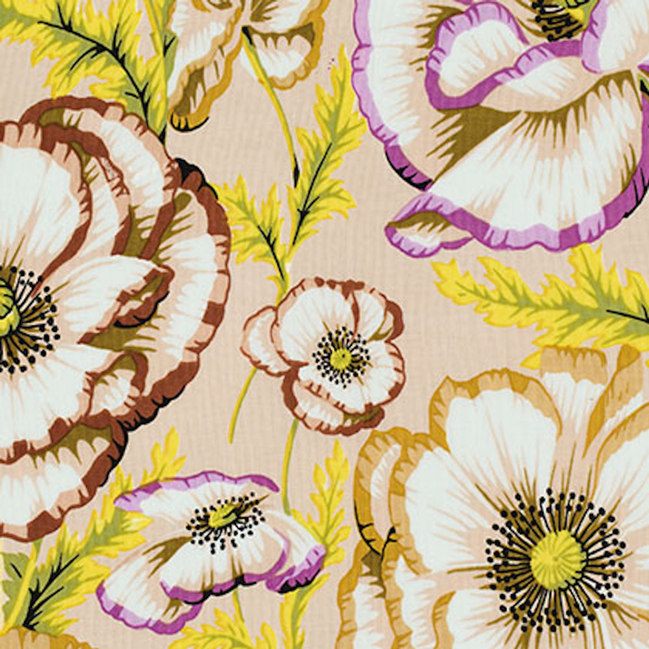 Philip Jacobs PWPJ059 Banded Poppy Taupe Cotton Quilting Fabric By Yard