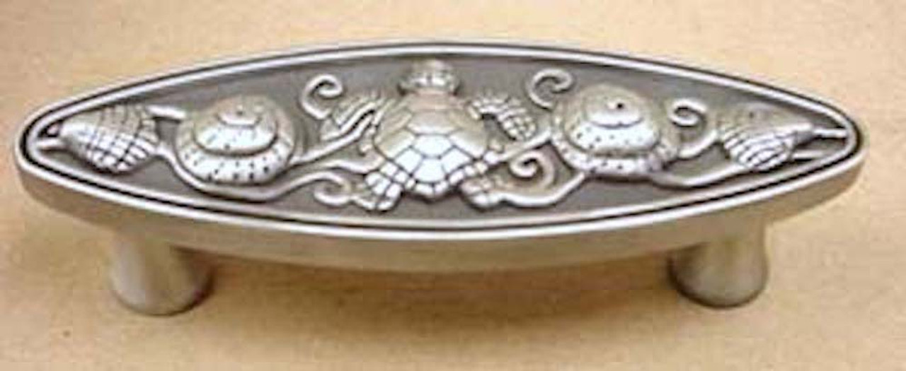 PBF663-BSP 3" Brushed Satin Nickel Seaside Oval Drawer Cabinet Pull 5 Pack