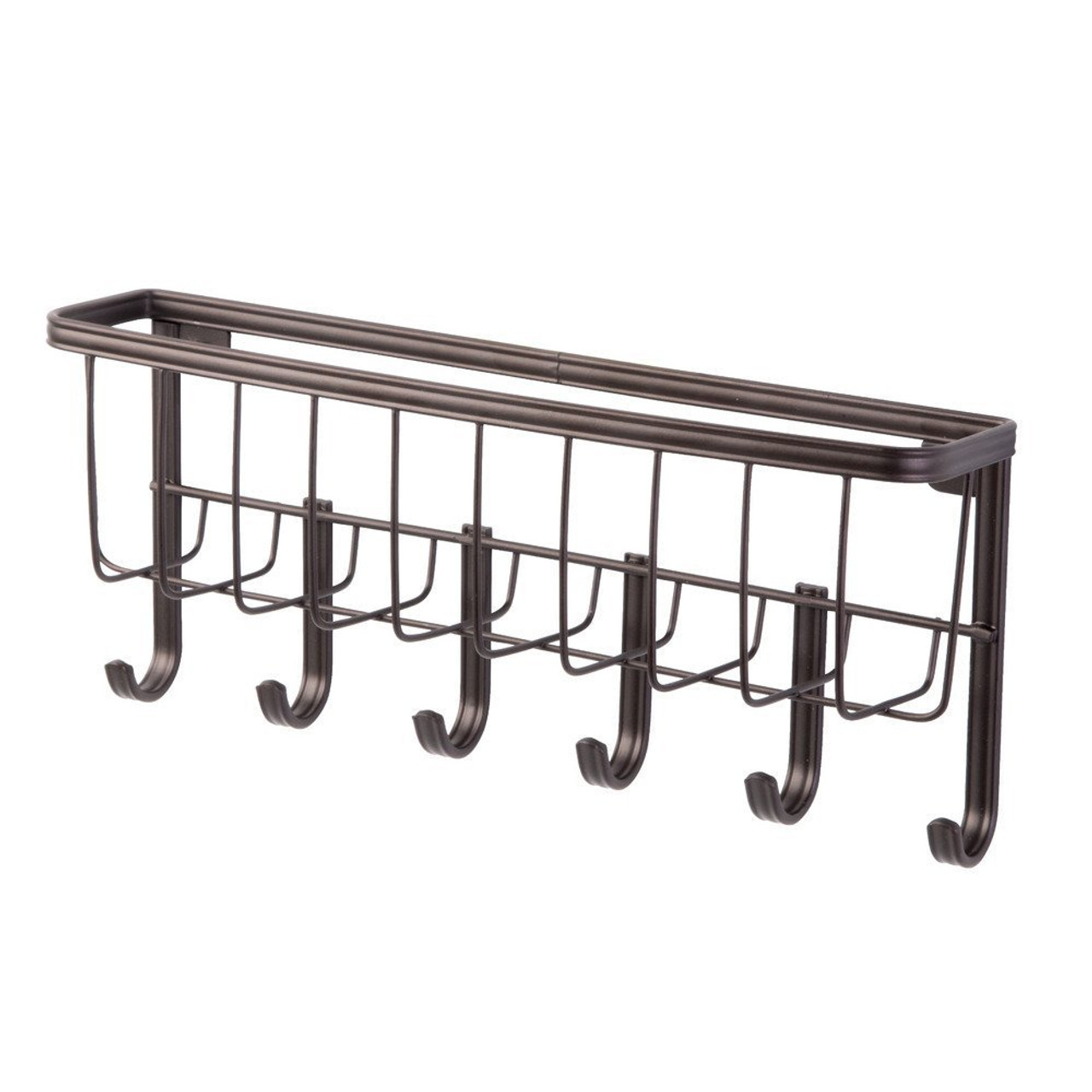 InterDesign 54298 Mail Holder w/ 6 Key Hooks Rail Bronze Finish