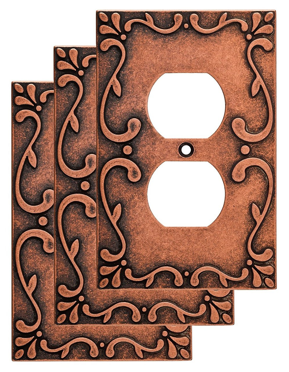 Liberty W35071V-CPS Classic Lace Sponged Copper Single Duplex Cover Plate 3 Pack