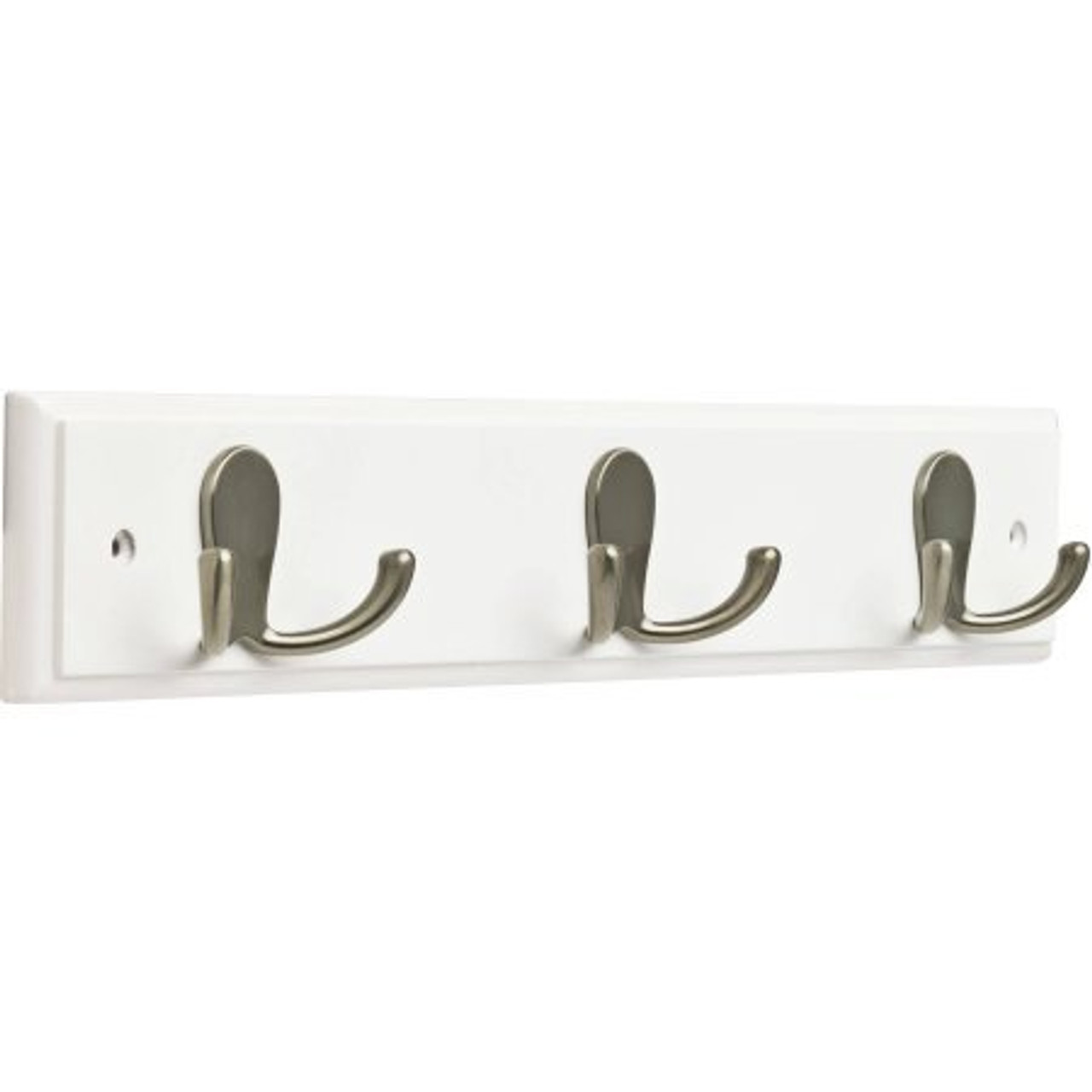 Liberty WDPR3-WSE 16" 3 Hook Coat Hat Hook Rail White & Satin Nickel