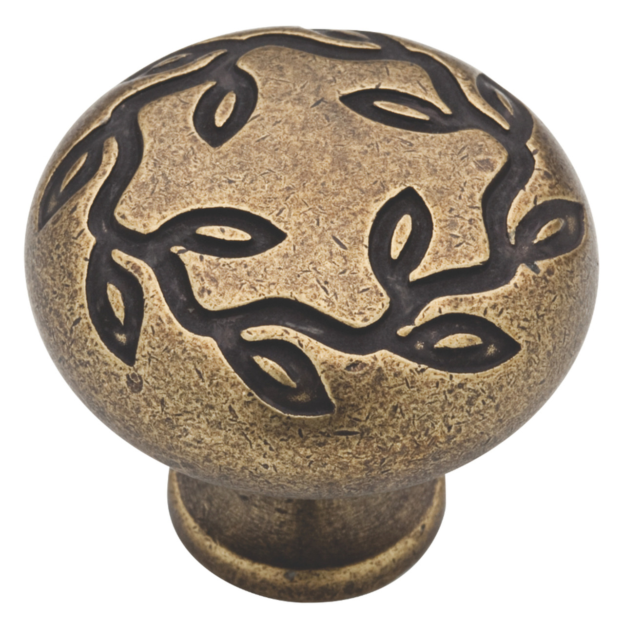 Liberty P23832W-ABT 1 1/4" Leaf & Vine Cabinet Drawer Knob Tumbled Antique Brass