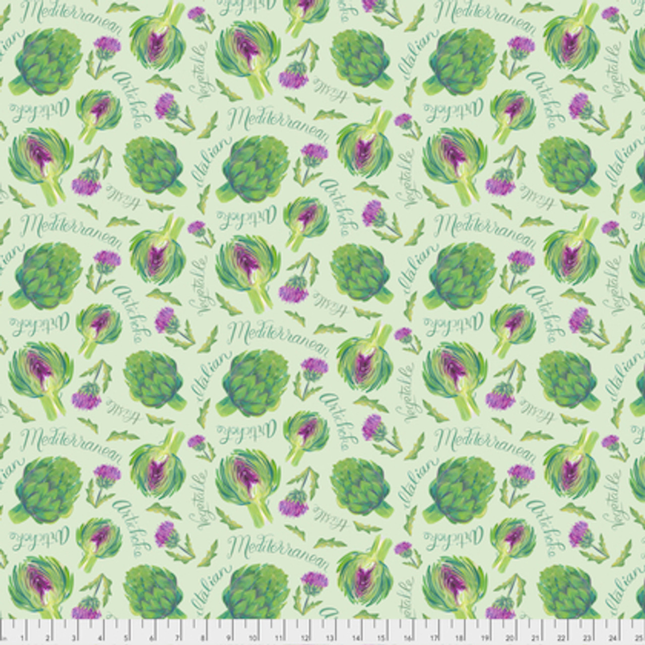 Corinne Haig PWCH001 Artichoke Garden Green Cotton Fabric By Yd