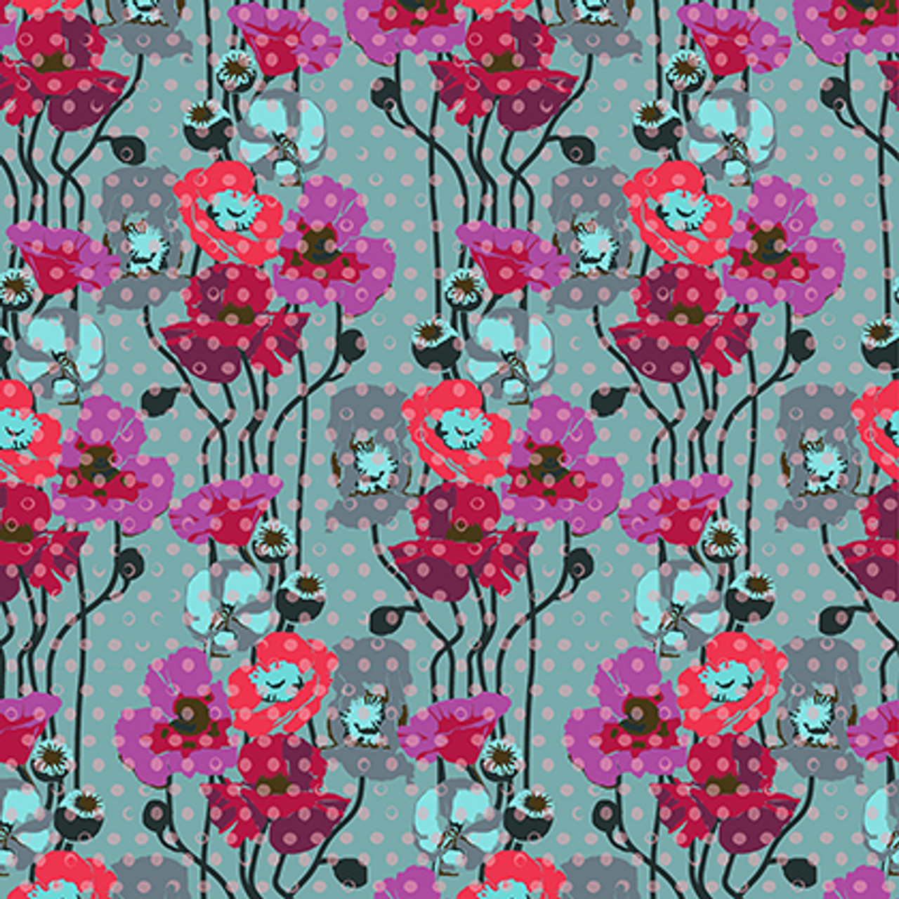 Anna Maria Horner Floral Retrospective PWAH050 Raindrop Poppies Plum Fabric By Yd