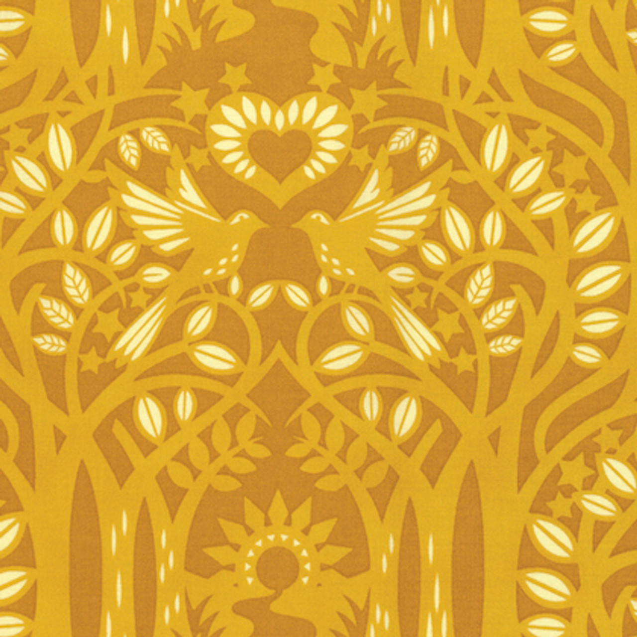 Heather Bailey Hello Love PWHB075 Norwegian Gold Cotton Fabric By The Yard