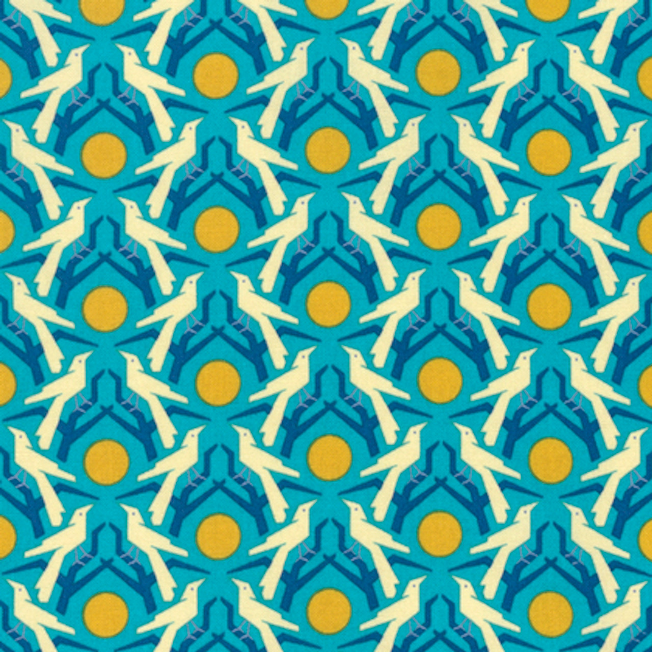 Heather Bailey Hello Love PWHB076 Blackbird Blue Cotton Fabric By The Yard