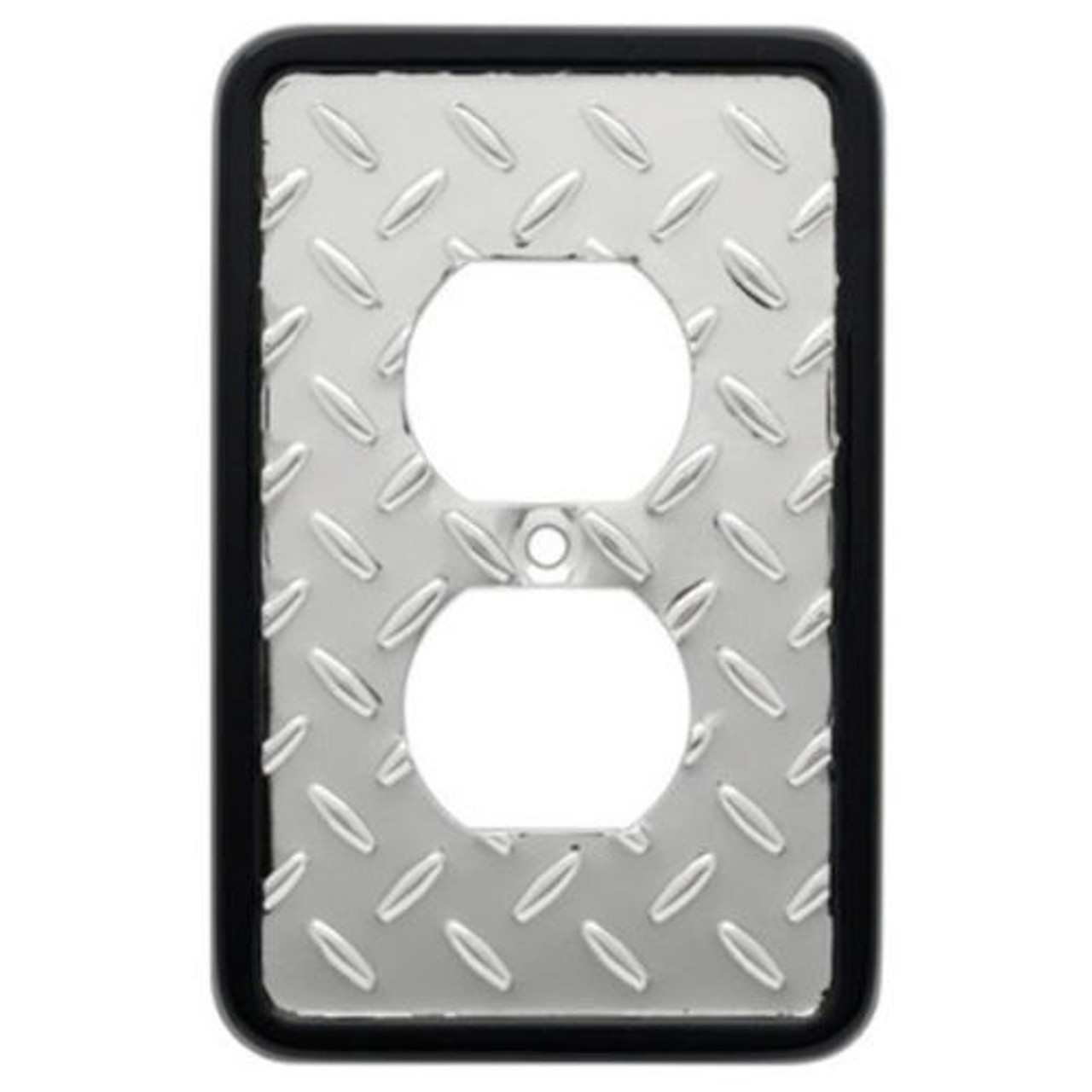 Brainerd 126367 Diamond Plate Chrome & Black Single Duplex Cover Plate