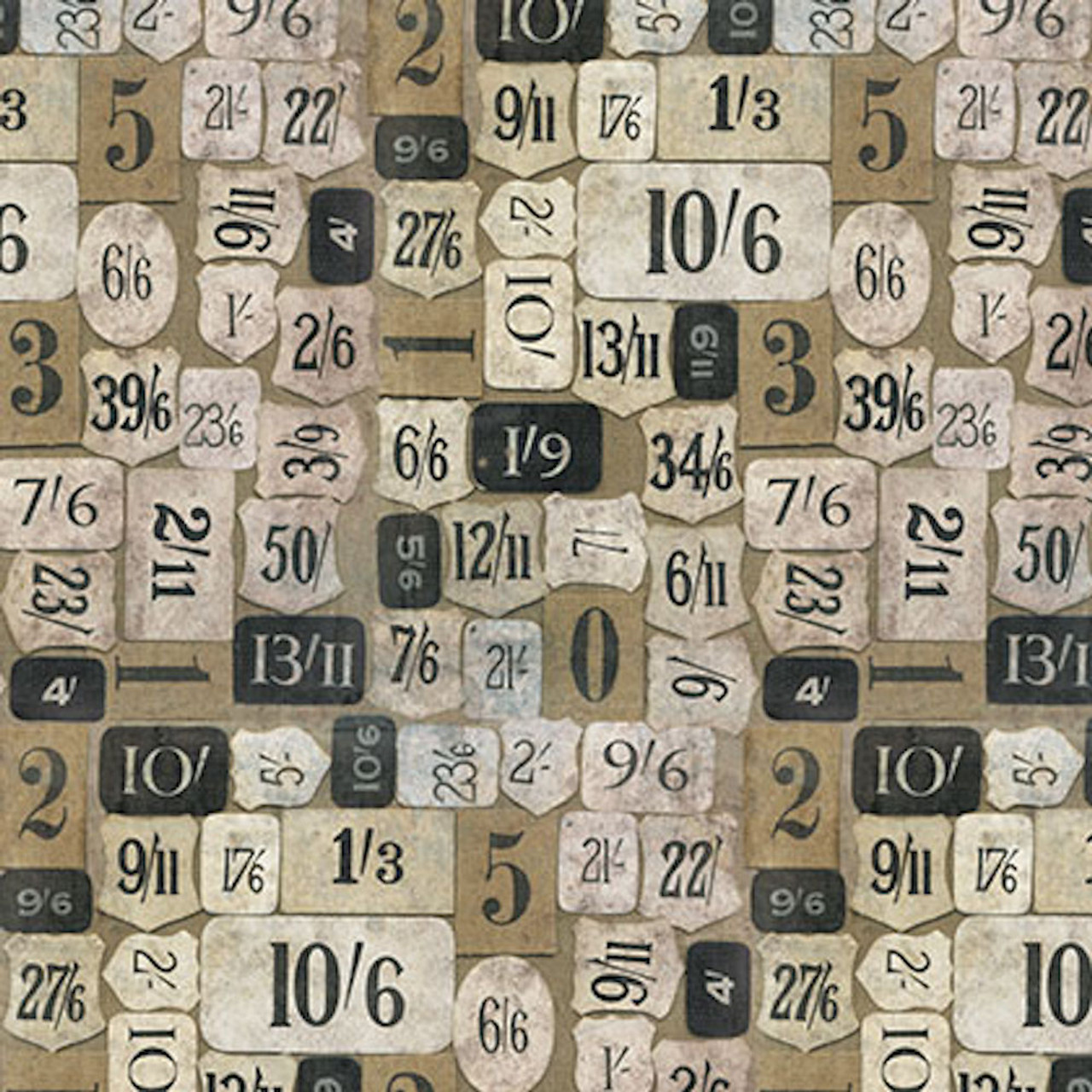 Tim Holtz PWTH018 Eclectic Elements Mercantile Taupe Cotton Fabric By Yard