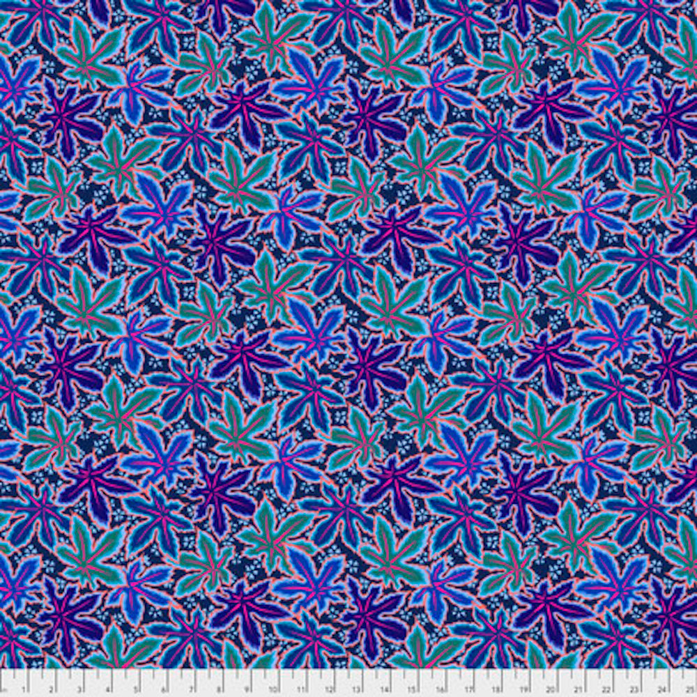 Philip Jacobs PWPJ093 Lacy Leaf Blue Cotton Quilting Fabric By Yard