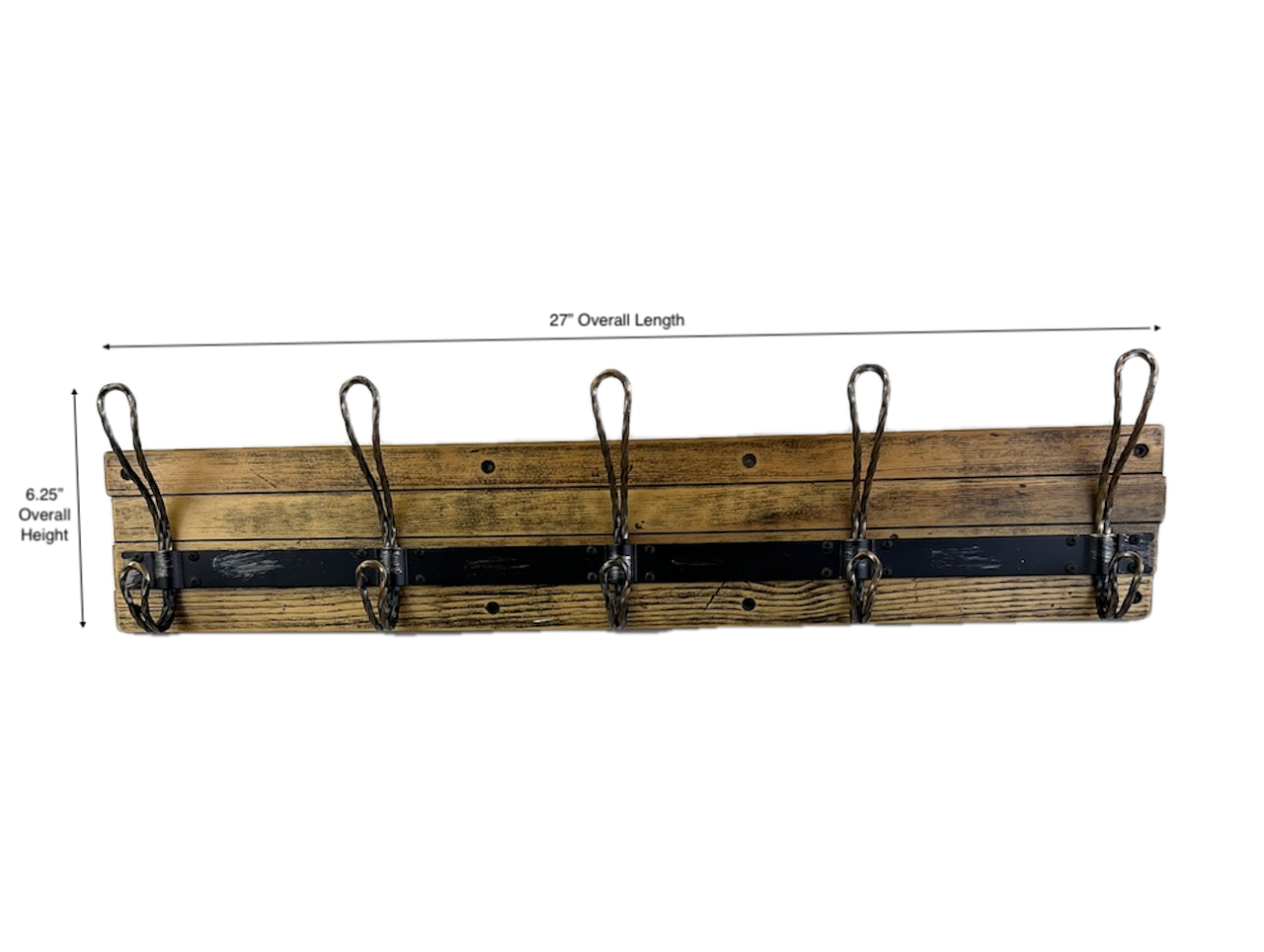 Liberty R36197-RPD  27" 5 Hook Rail Rustic Pine w/ Distressed Brass Hooks