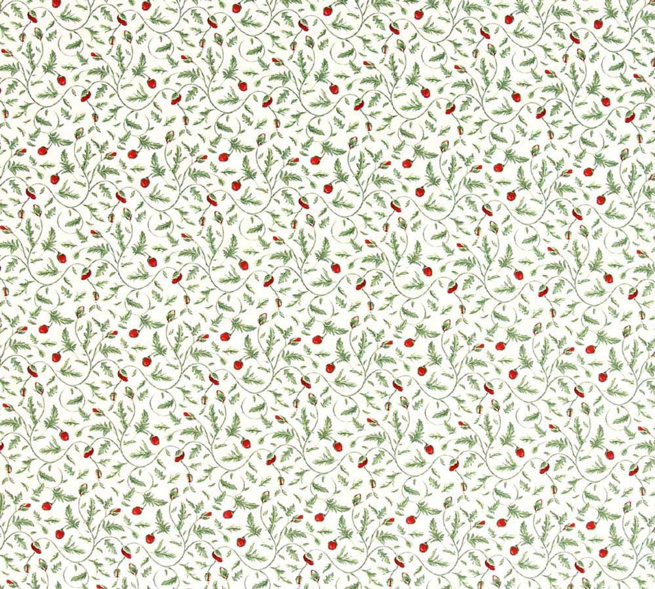 Henry Glass 1193-8 Poppy Perfection Scrolling Vine & Buds Quilting Fabric By Yd