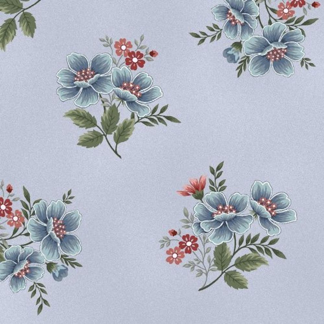 Henry Glass 8853 Flowers Of Provence Blue Med Flower Tossl Quilting Fabric By Yd