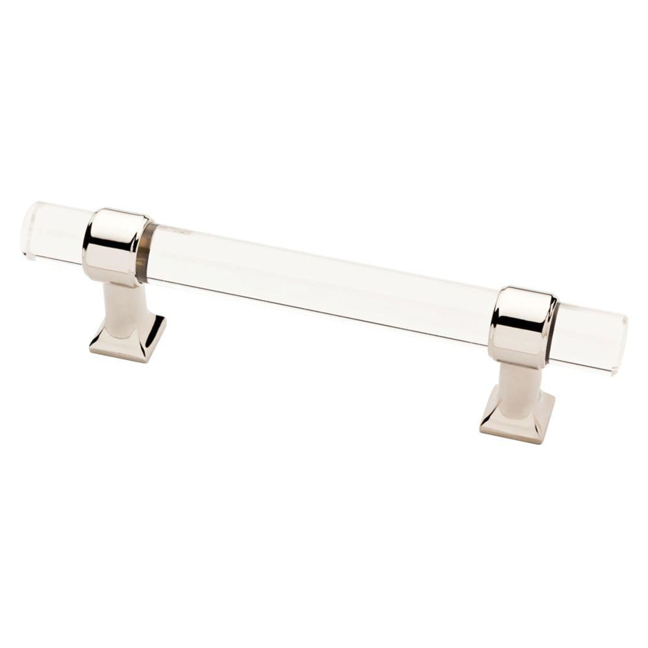 P37296C-PN 3 3/4" Polished Nickel & Clear Acrylic Bar Cabinet Drawer Pull