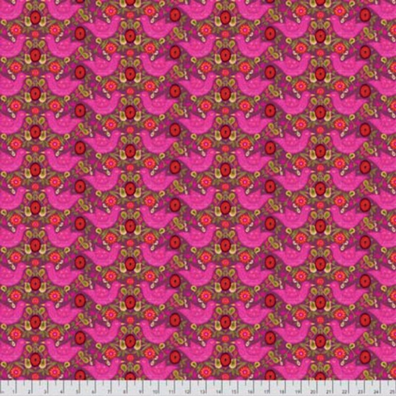 Shannon Newlin Garden Dreams Pwsn0010 Birds Pink Cotton Fabric By Yd