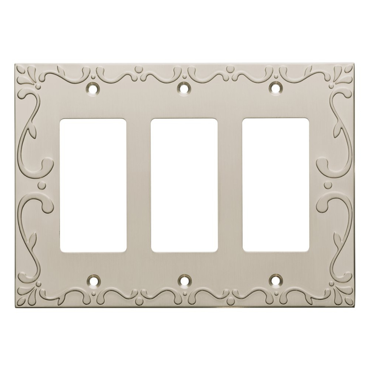 W35079-SN Classic Lace Triple GFCI Decora Cover Plate Satin Nickel