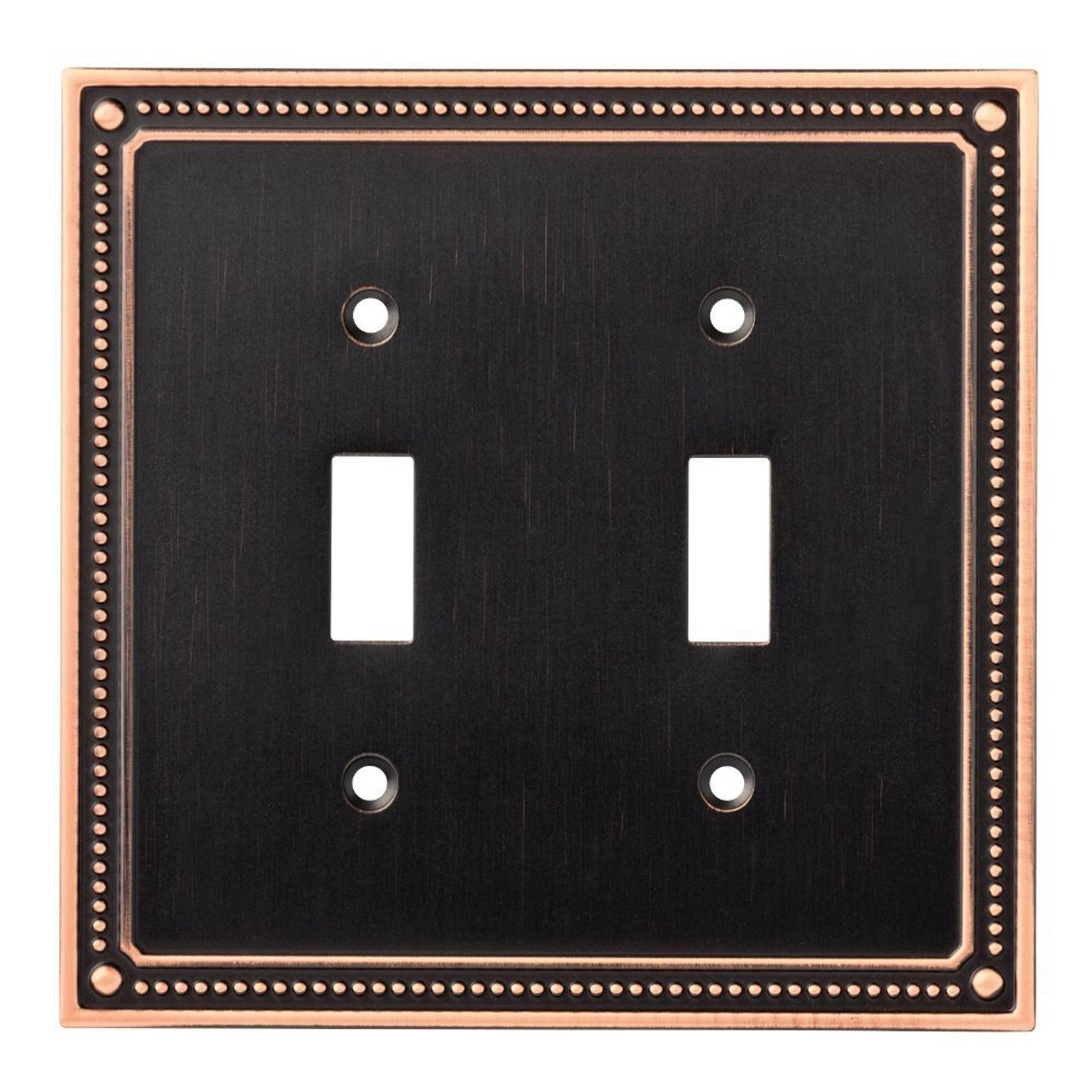 W35061-VBC Bronze & Copper Classic Beaded Double Switch Cover Plate