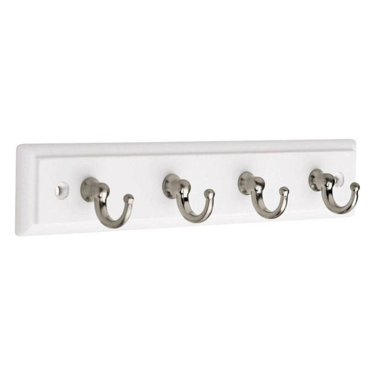 K33063-WSE 9" Pure White w/ Satin Nickel Hooks 4 Hook Key Tidy