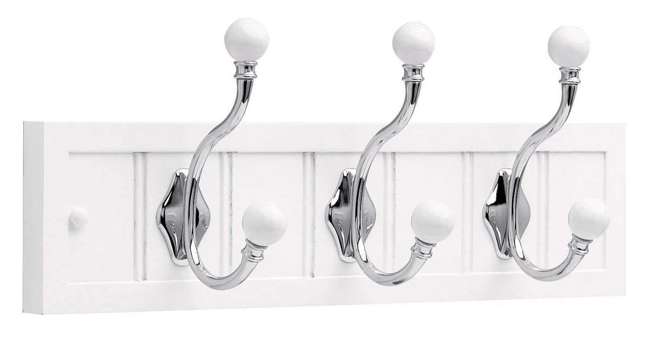 Liberty R46139J-W 18" Kendra 3 Hook Coat / Hat Rail White