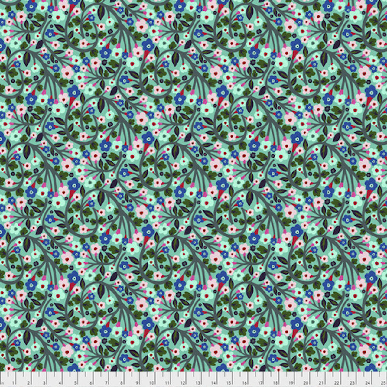 Monika Forsberg PWMF006 Savernake Road Soma Aqua Cotton Fabric By Yd