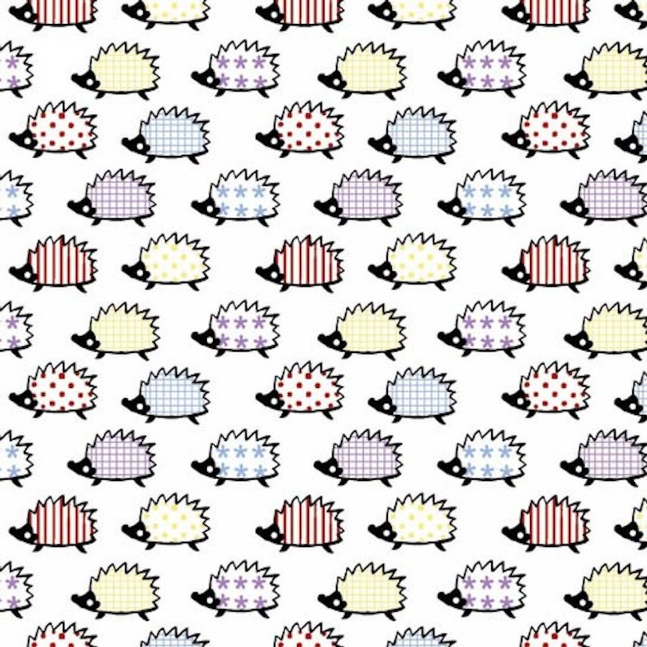 Blank Quilting 8797-01 Retro Charm Hedgehogs White Cotton Fabric By Yard