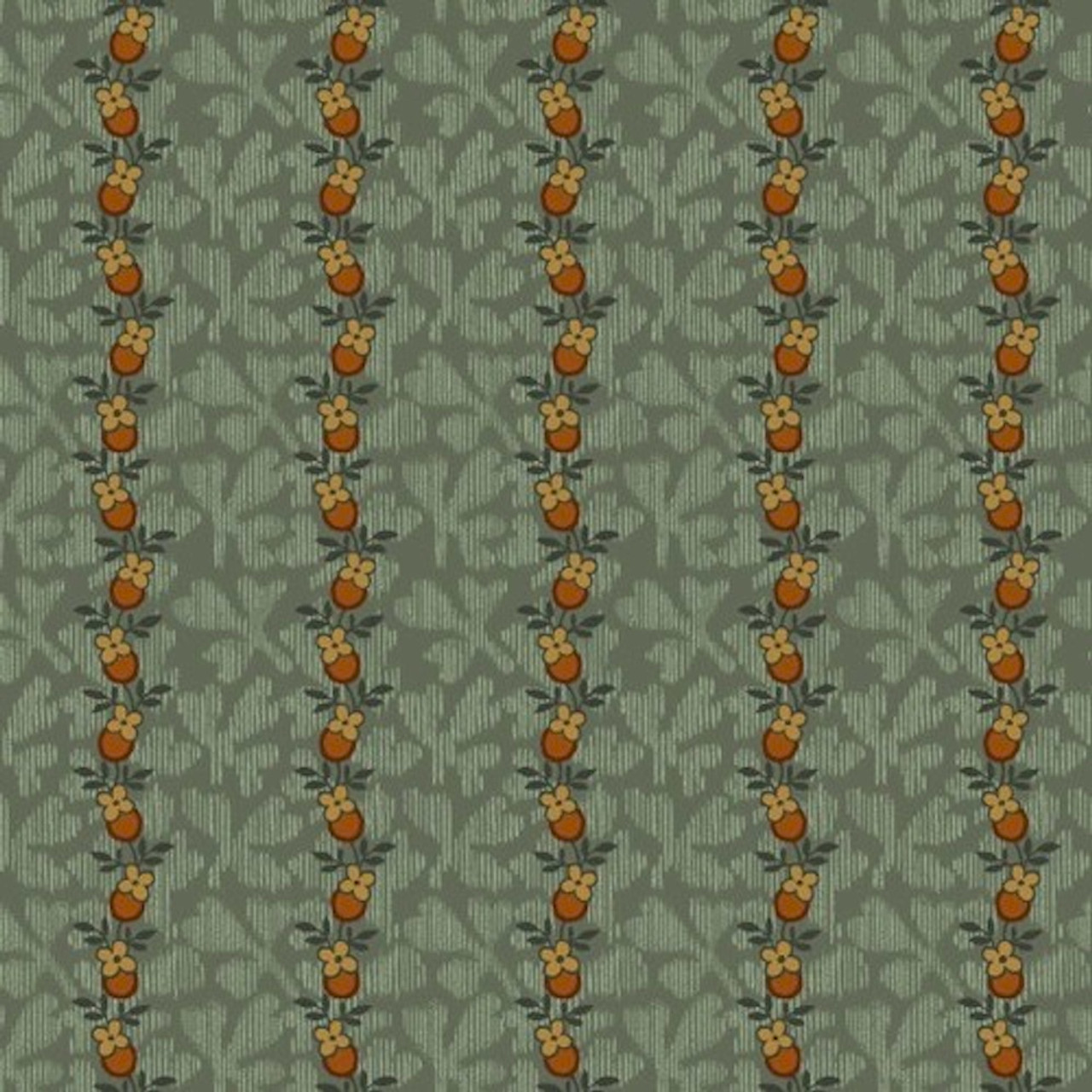 Henry Glass 2053-76 Pumpkin Farm Oak Leaf Stripe Teal Cotton Fabric By Yard