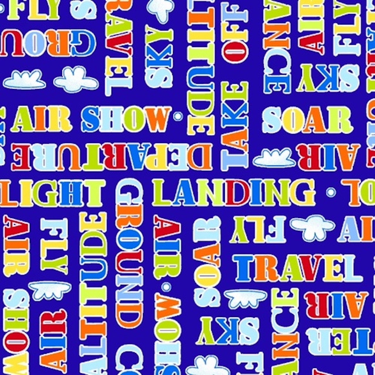 Henry Glass 1214-71 Air Show Words Blue Cotton Quilting Fabric By The Yard