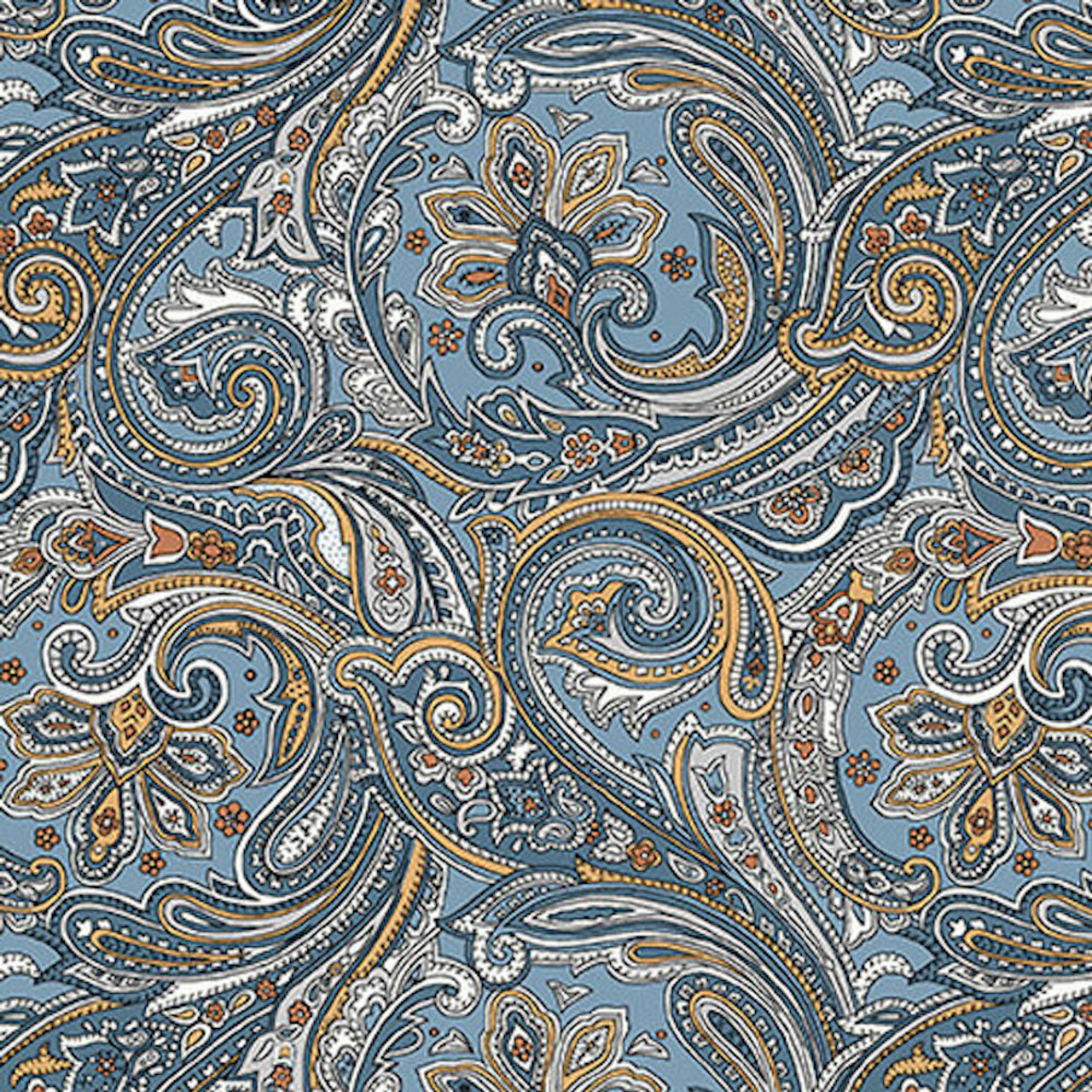 Studio E 4960 Running Free Paisley Blue Cotton Fabric By Yard