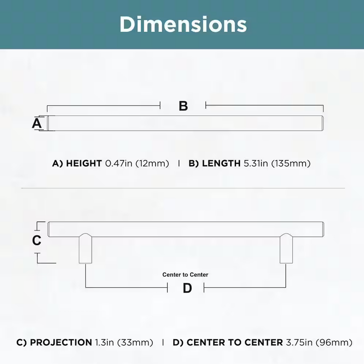 Liberty P01012-SS 96/135mm Stainless Steel Cabinet Hardware Bar Pull 10 Pack