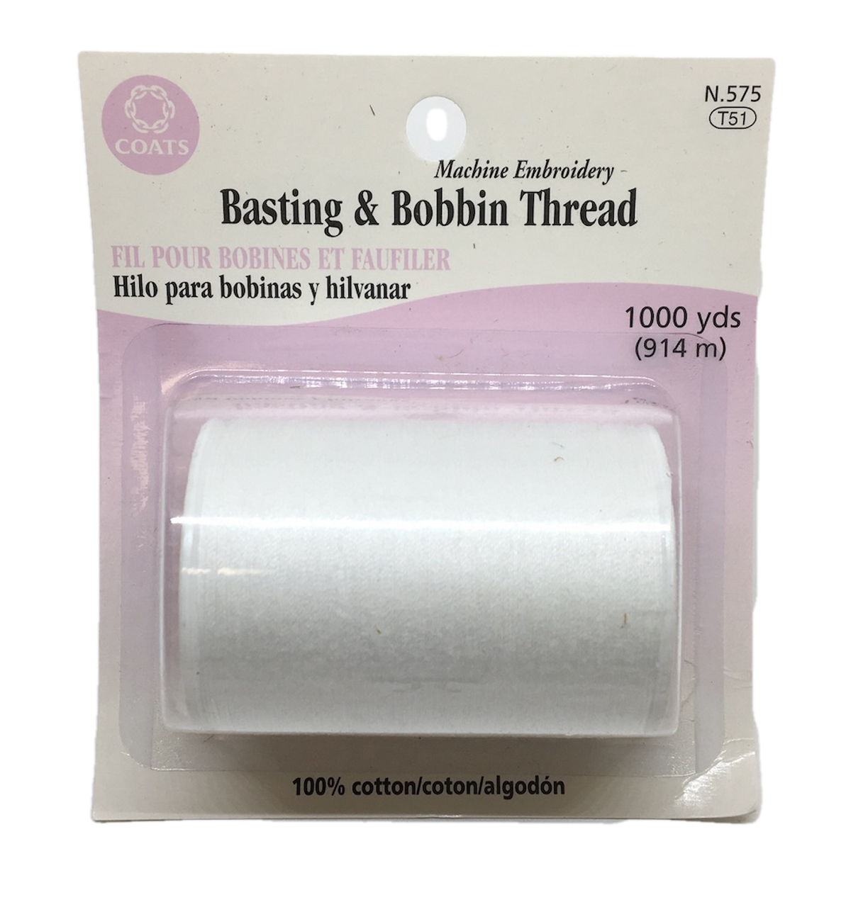 Coats Sewing, Quilting, Embroidery Basting & Bobbin Thread 1000 yds.