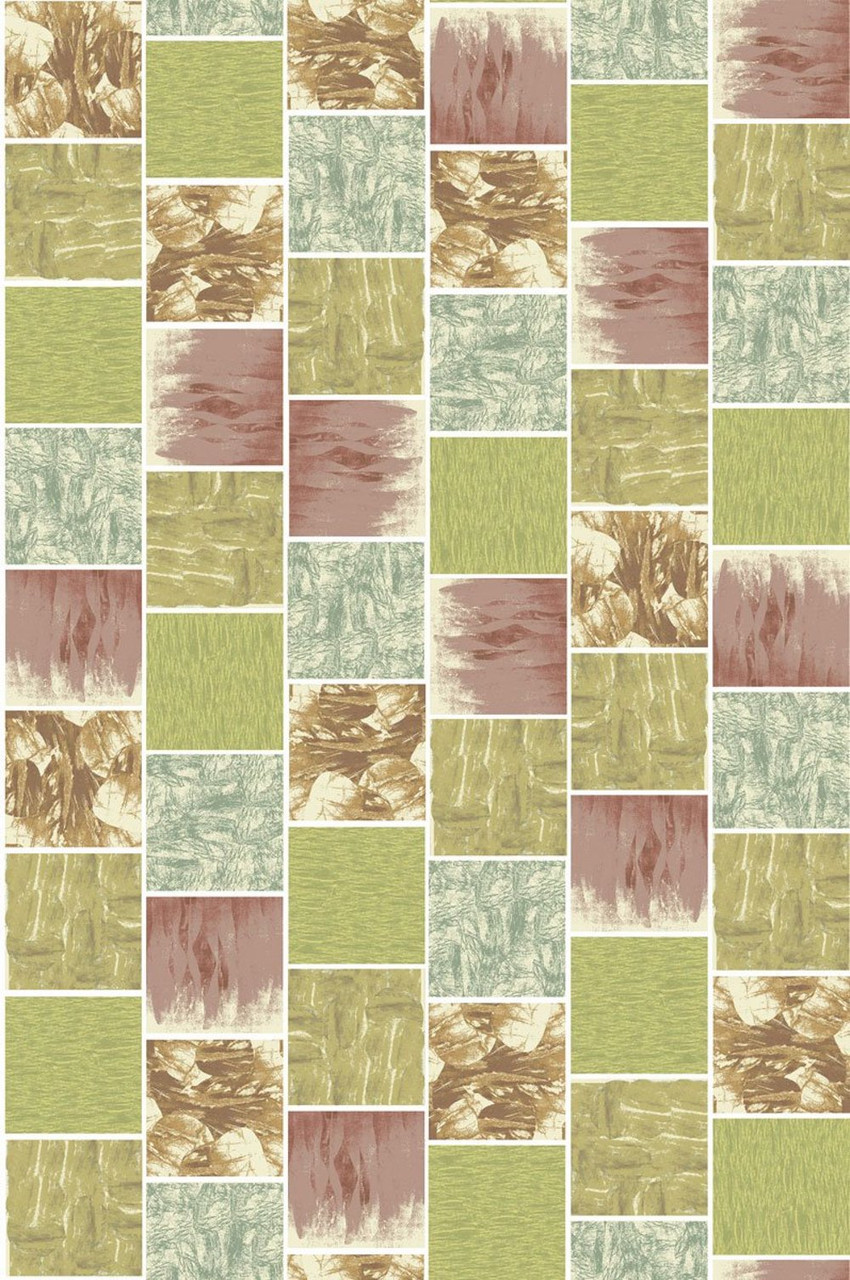 Stof Fabrics Murano Collection Tile Purple & Green Cotton Fabric By The Yard