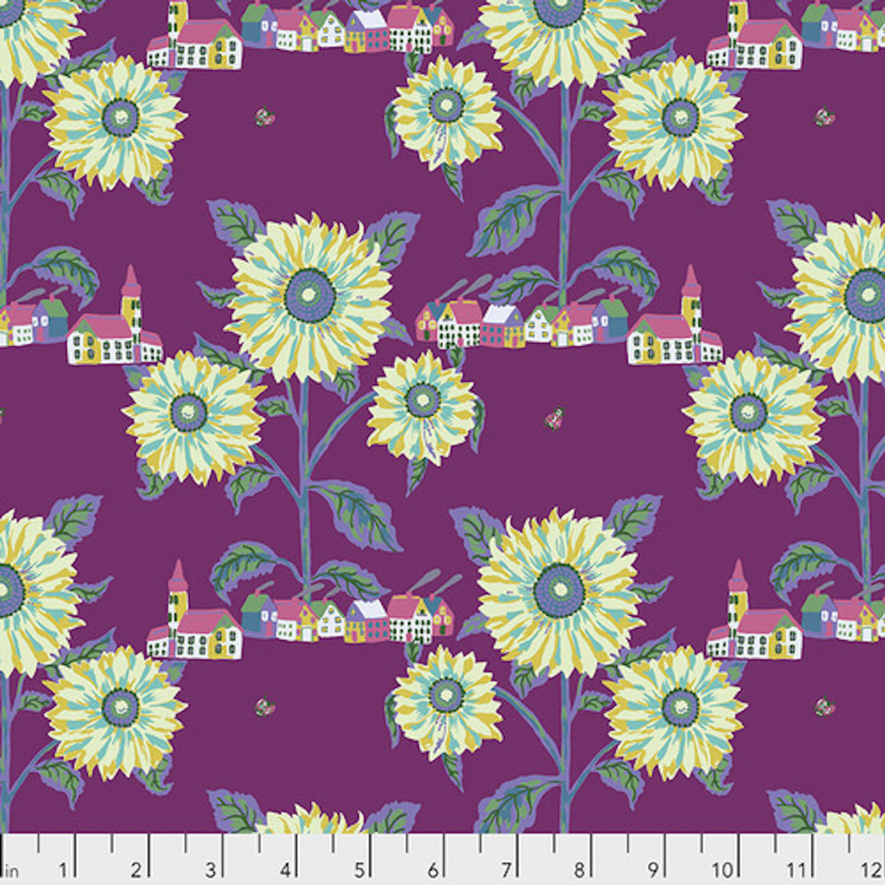 Free Spirit Nathalie Lete Pwnl003 Souvenir Sunny Village Aubergine Fabric by The Yard