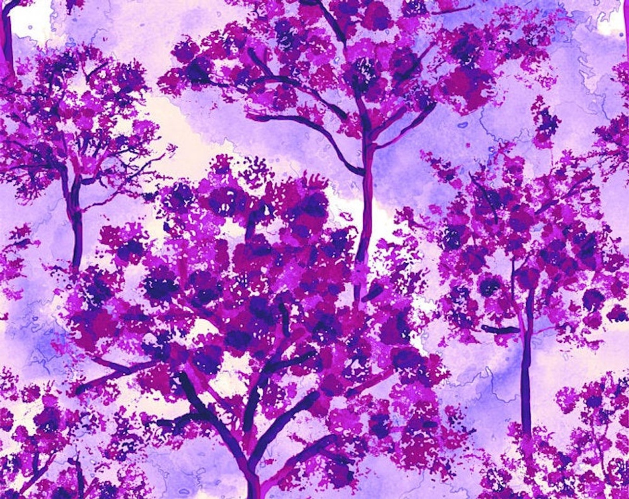 Blank Quilting Chromaview Digital Trees 9729-55 Purple Cotton Fabric By The Yard