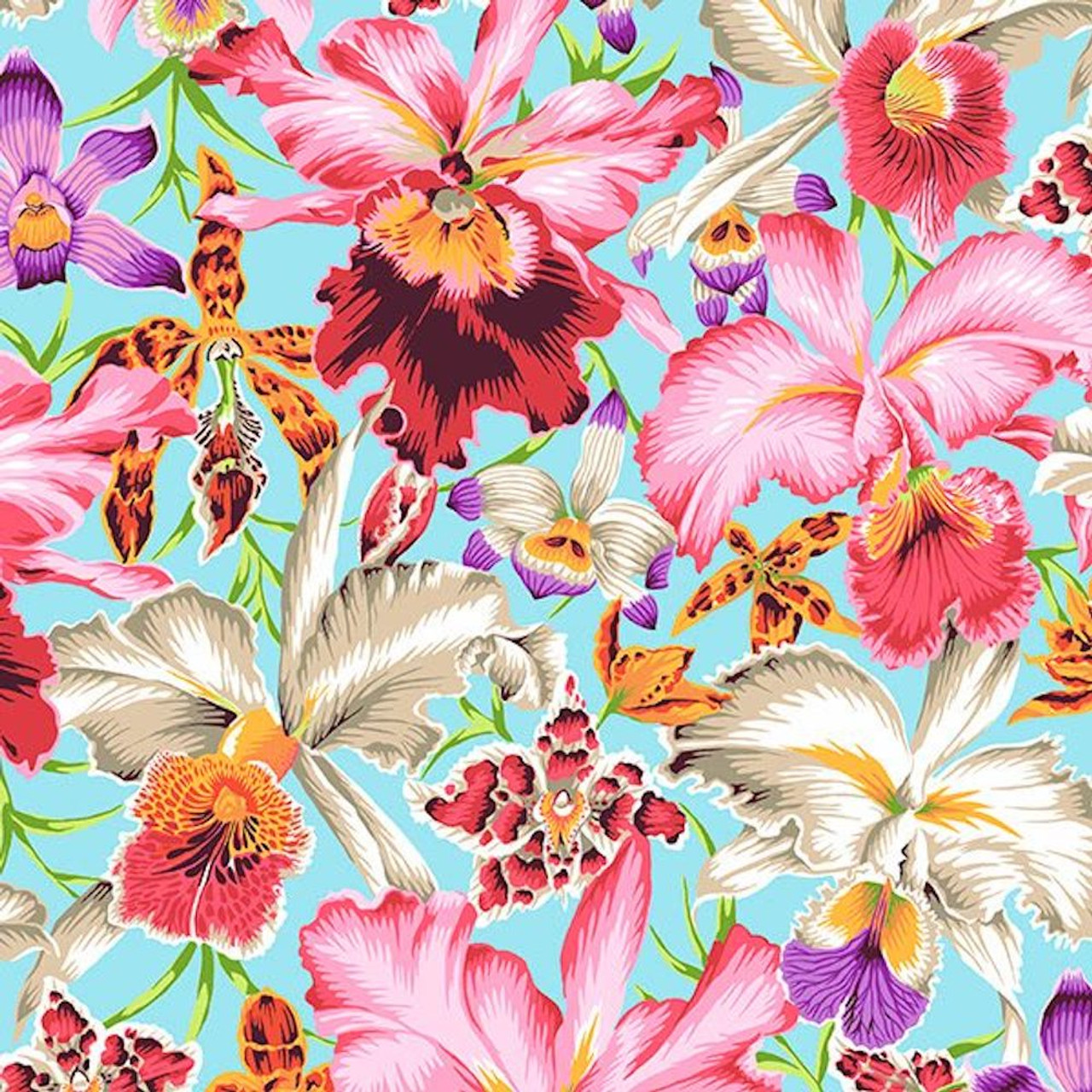 Philip Jacobs PWPJ092 Orchids Natural Cotton Fabric By The Yard