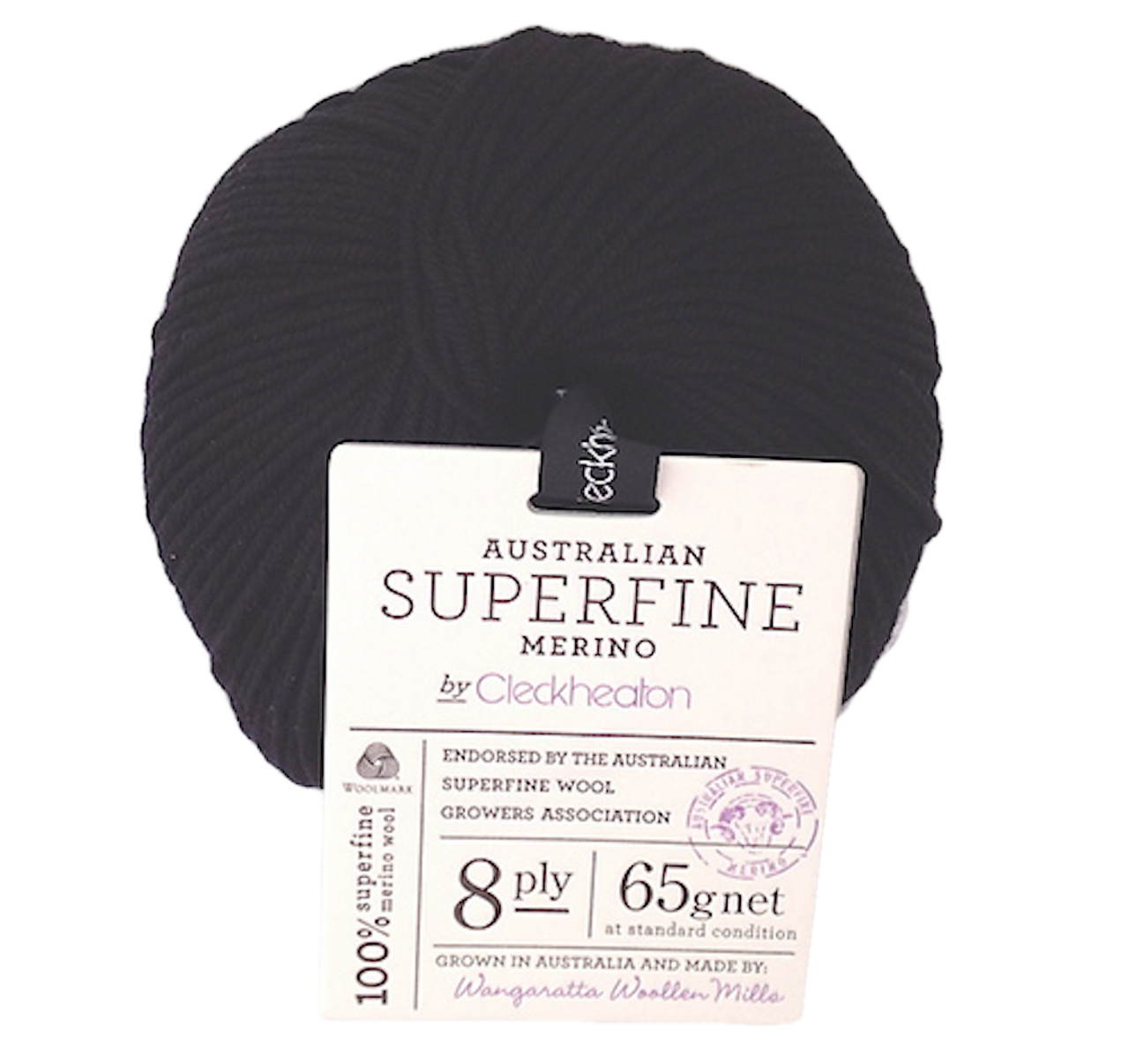 CleckHeaton Merino Super Fine 8 Ply Knitting & Crochet Yarn, Black