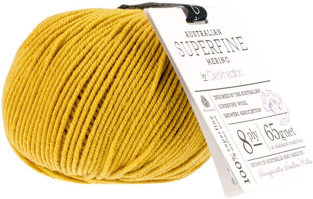 CleckHeaton Merino Super Fine 8 Ply Knitting & Crochet Yarn, Mustard