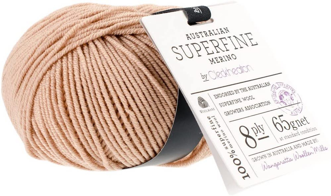 CleckHeaton Merino Super Fine 8 Ply Knitting & Crochet Yarn, Dune