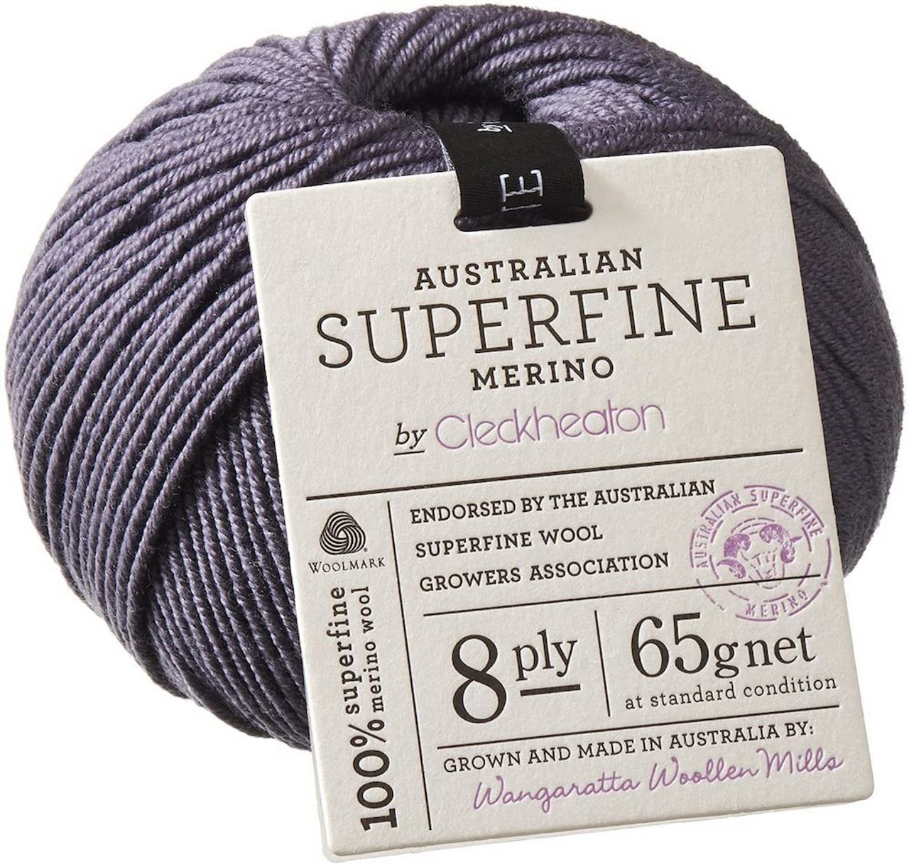 CleckHeaton Merino Super Fine 8 Ply Knitting & Crochet Yarn, Smoke