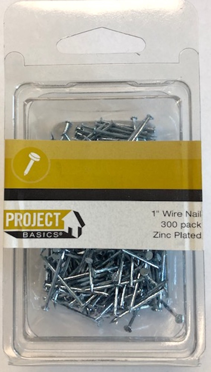 Project Basics 134883 1" Wire Nails 300 Pack Zinc Finish