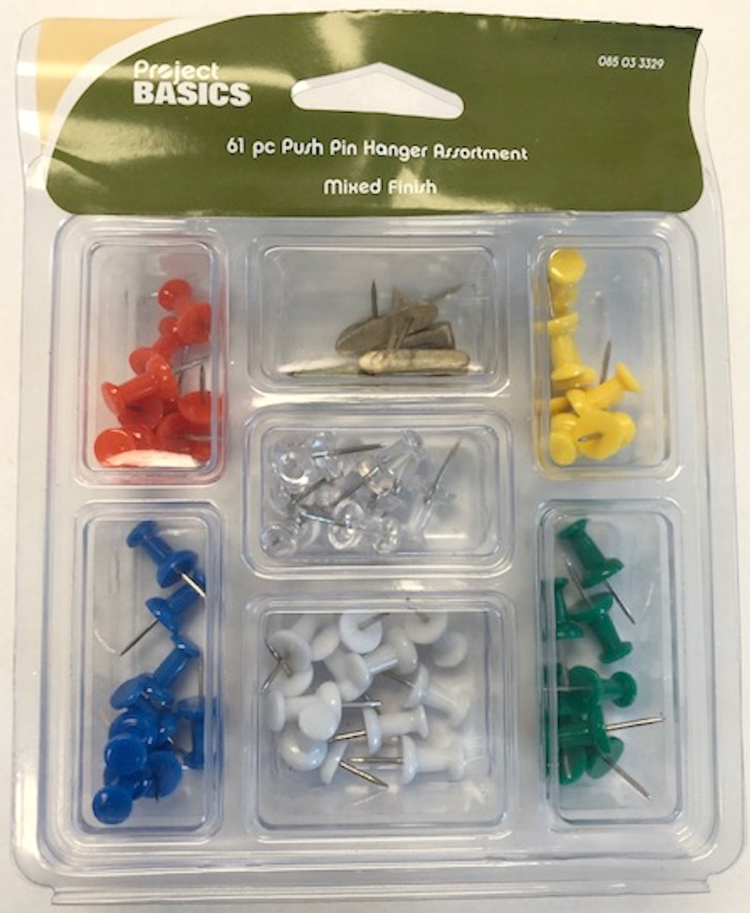 Project Basics 085-03-3329 61 Piece Push Pin Hanger Assortment Kit