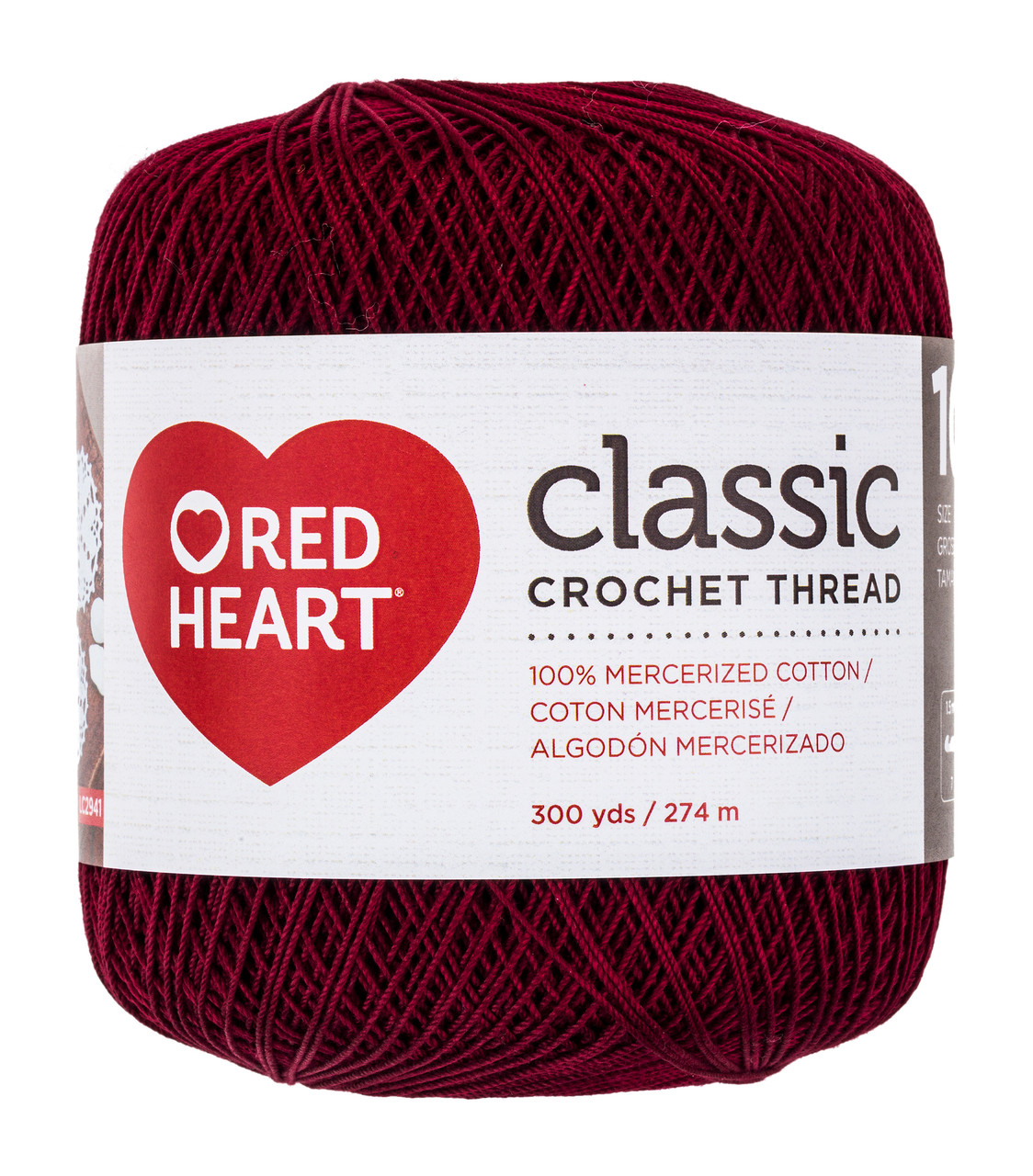 Red Heart Classic Burgundy  300 yd/274m 100% Mercerized Cotton Crochet Thread