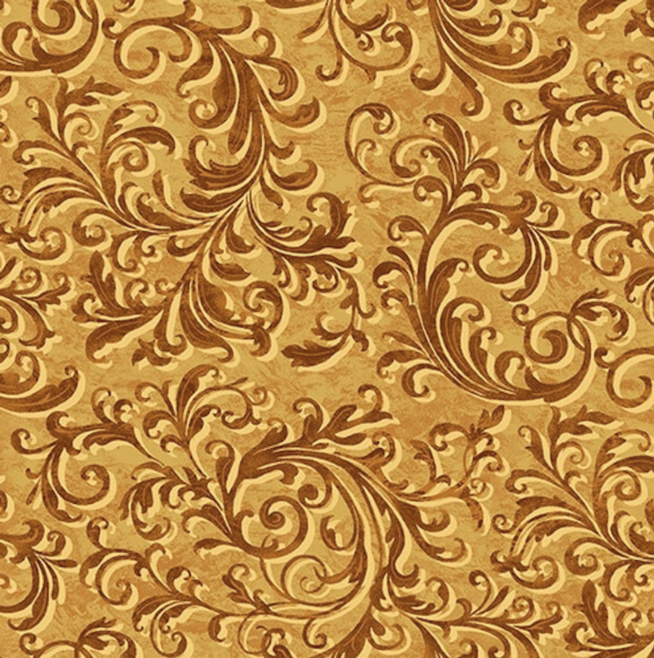 Studio e Vineyard 5024-44 Flourish Ochre Cotton Fabric By Yard