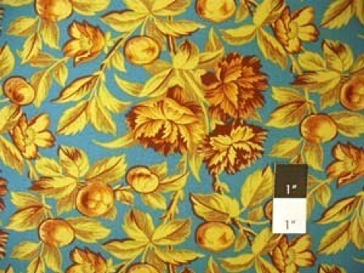 LeRouvray Encore Med Stemmed Floral Turq Fabric By Yd