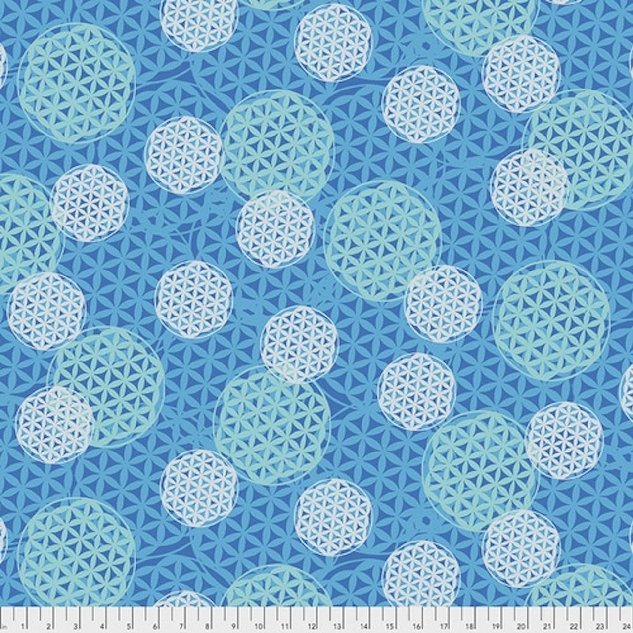 Free Spirit Valori Wells Kismet PWVW014 Flower Of Life Turquoise Cotton Fabric By The Yard