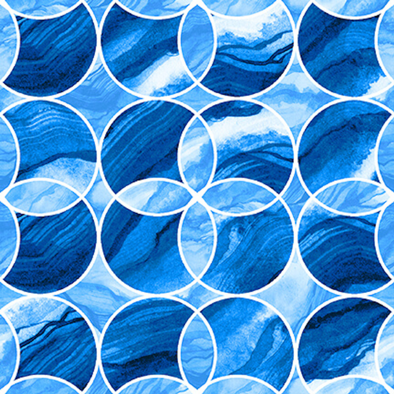 Blank Quilting 1056-77 Aziza Circles Blue Cotton Fabric by The Yard