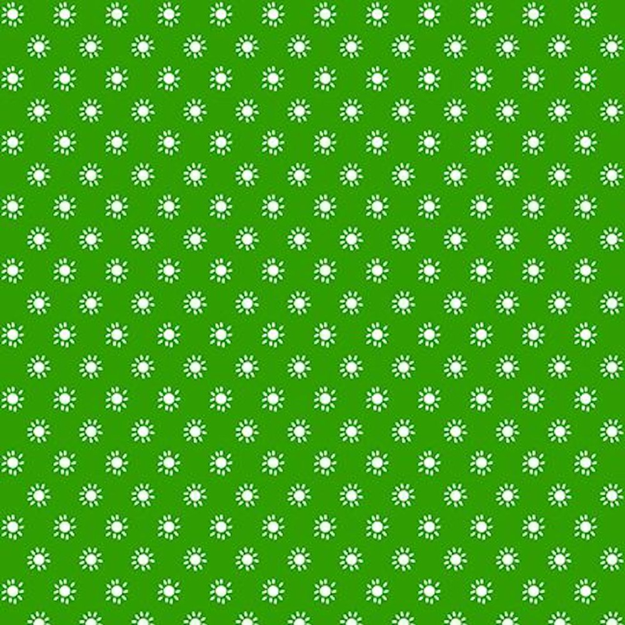 Stof Fabrics 4512-330 Colour Fun Little Suns Green Cotton Fabric By The Yard