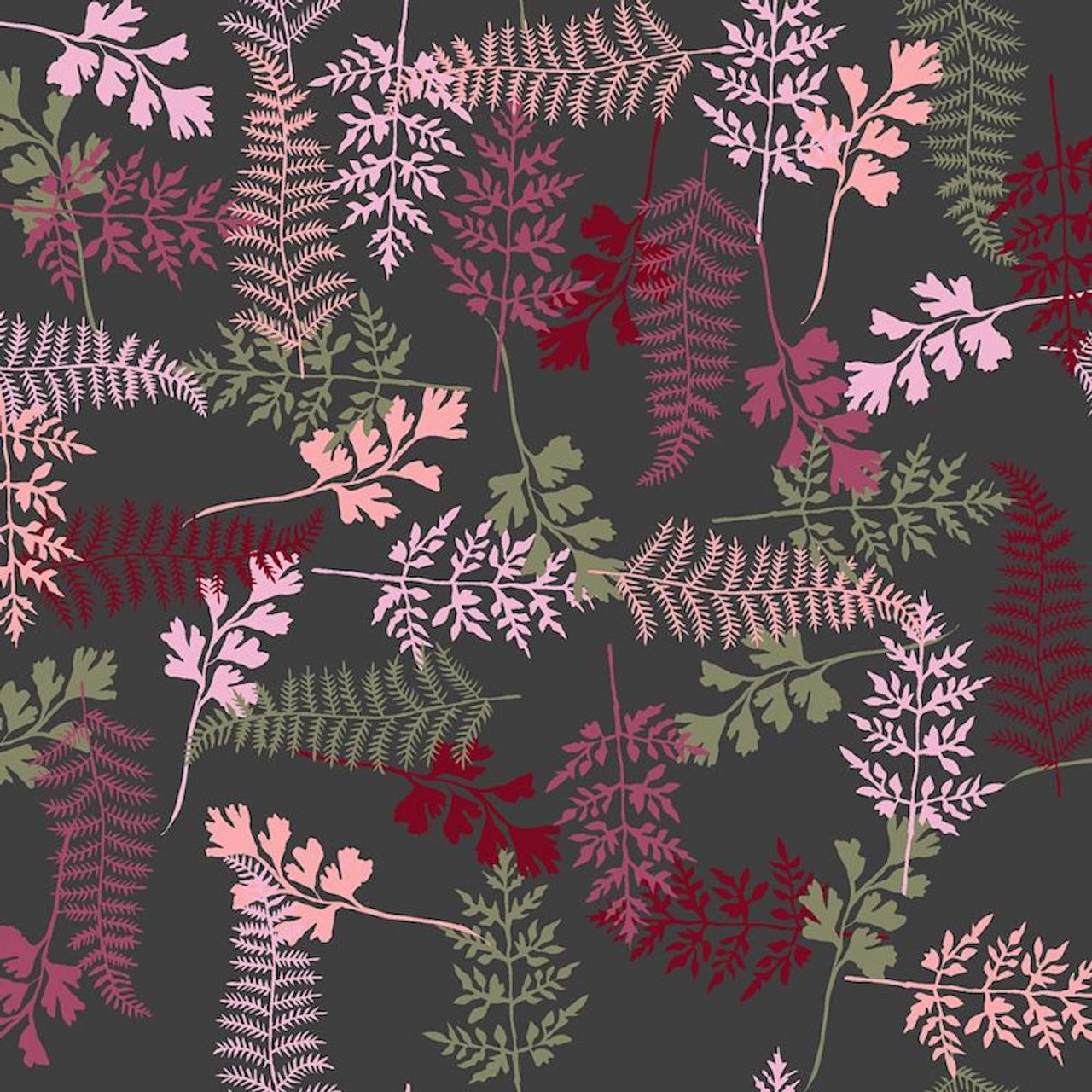 Stof Fabrics 4500-983 Marble Yard Autumn Leaves Berry Cotton Fabric By The Yard