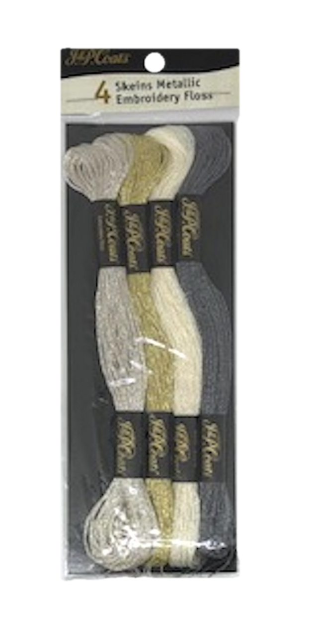 Coats C11V4.0011 Metallic Embroidery Floss Pack of 4 Skeins