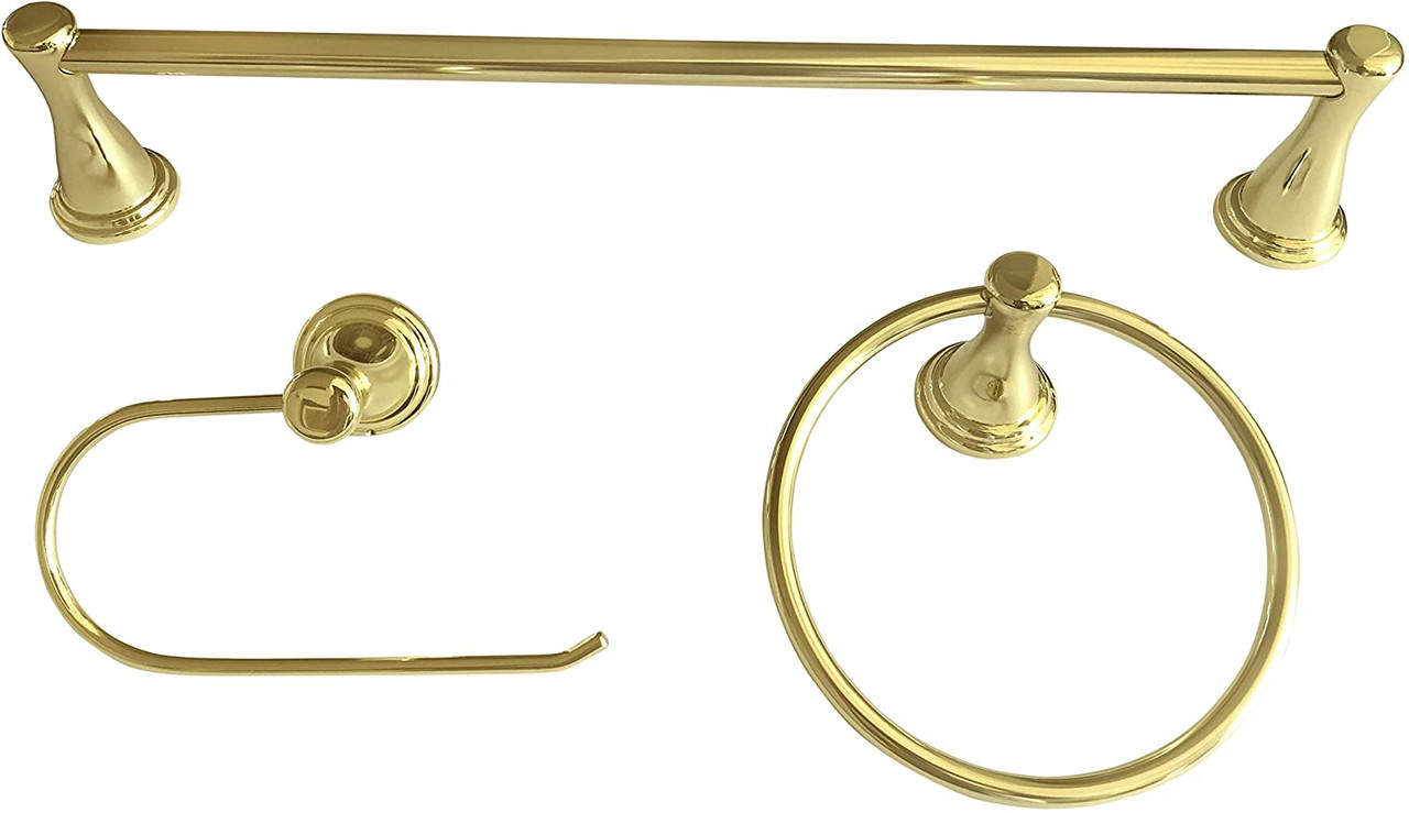 Peerless Bayside 3 Piece Bath Accessory Hardware Set Polished Brass Finish