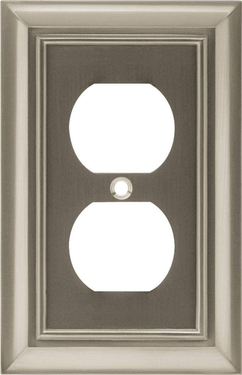 Home 085-03-3462 Architect Single Duplex Outlet Cover Plate Brushed Satin Pewter