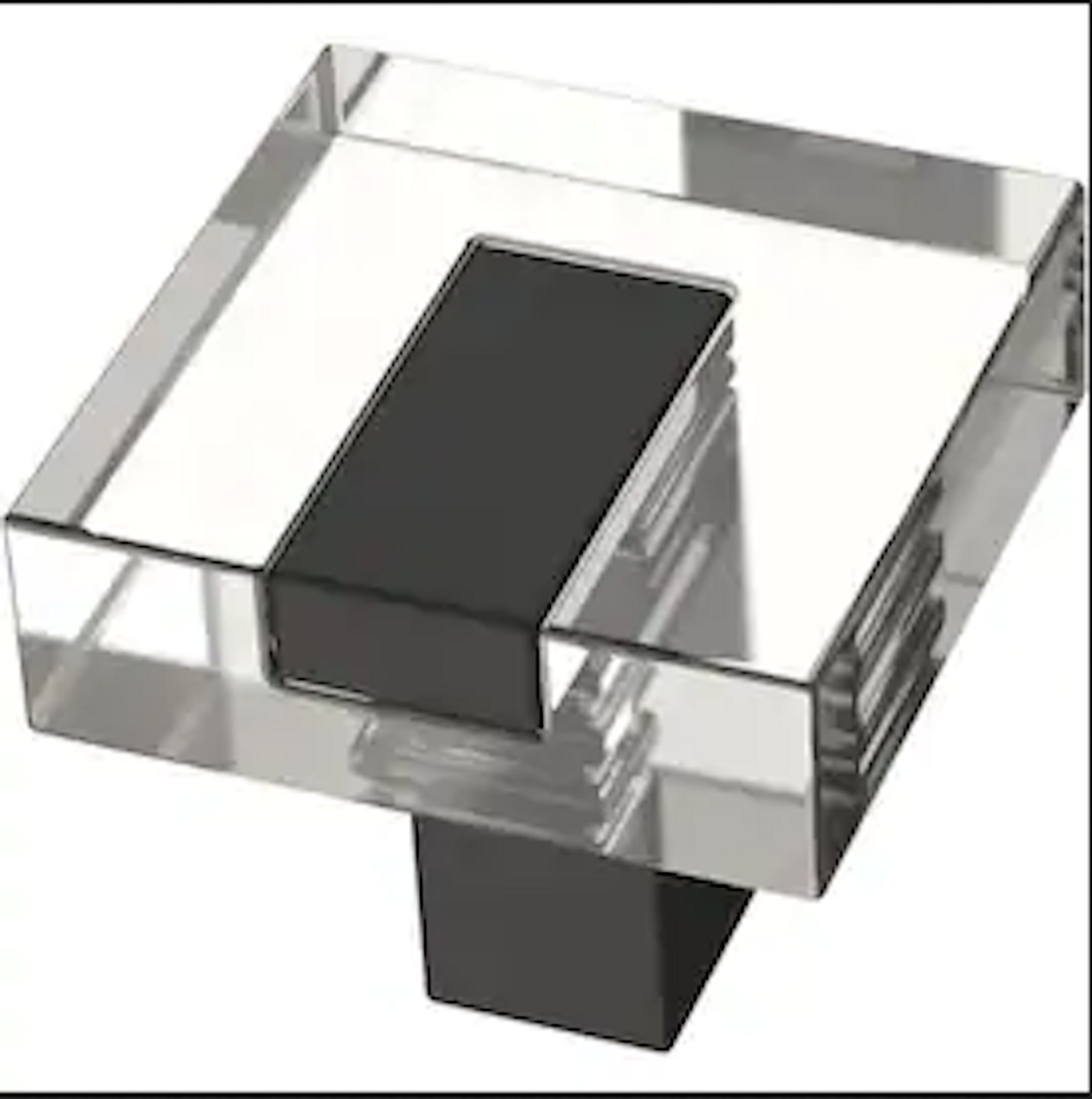 Brainerd P42240W-BCL 1 1/4" Square Modern Cabinet & Drawer Knob Black & Clear